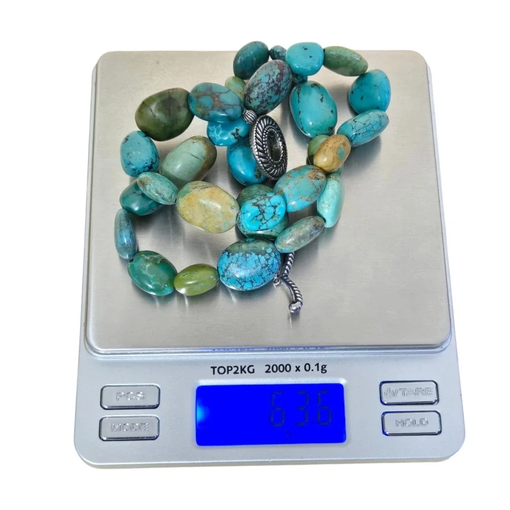 Carolyn Pollack Relios 925 Kingman Turquoise Beaded Necklace Bracelet Set Toggle